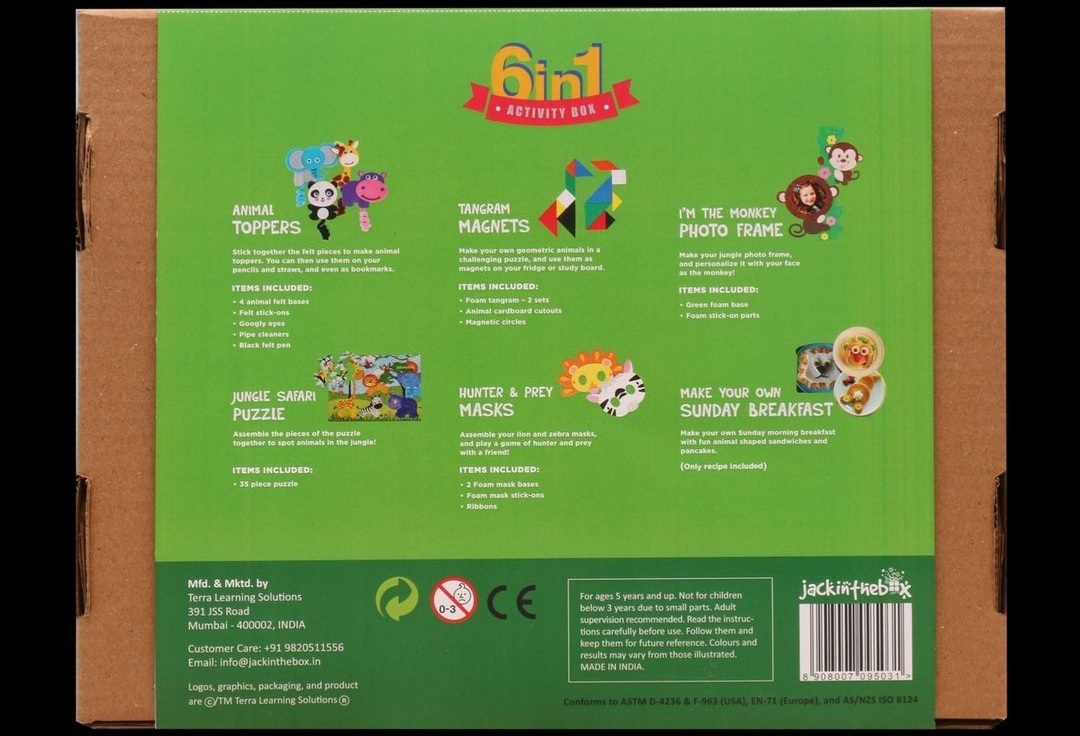 غابات سفاري 6 في 1 صندوق الحرف اليدوية